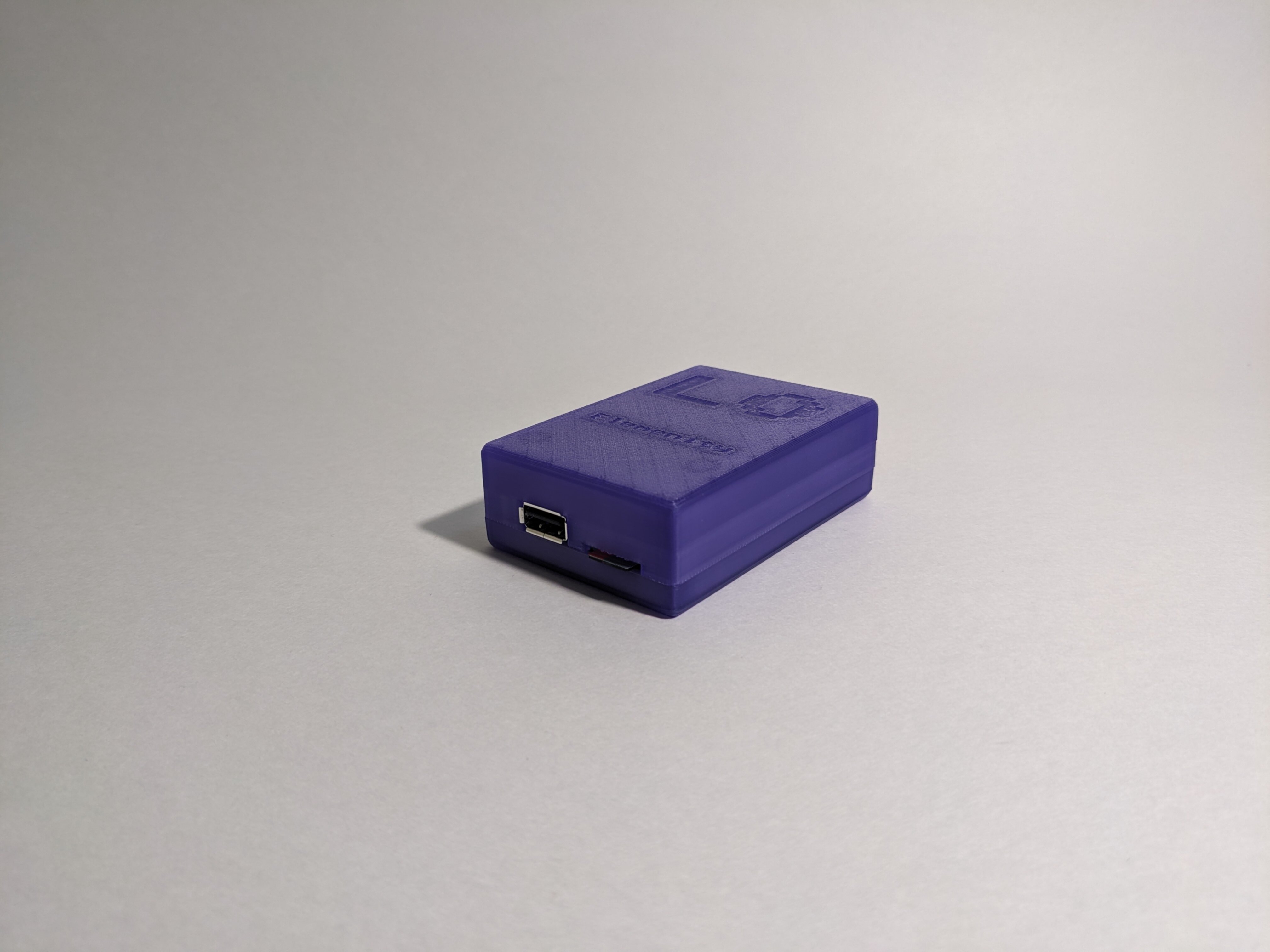 transparent purple elemenity L0 game console